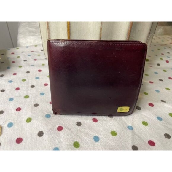 Preloved Bally Burgundy Leather Bifold Wallet with Gold-Tone Logo Plate - Picture 1 of 7